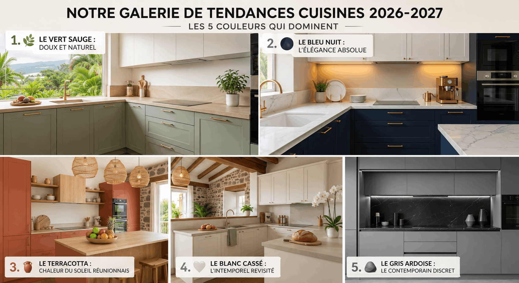 Les couleurs tendance pour une cuisine à La Réunion en 2026-2027